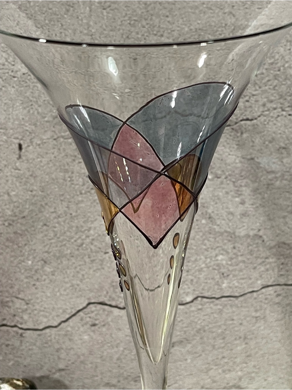Set Of 3 Luminescence Flute Cocktail Handcrafted Romania Hand Blown Glasses - Picture 3 of 13